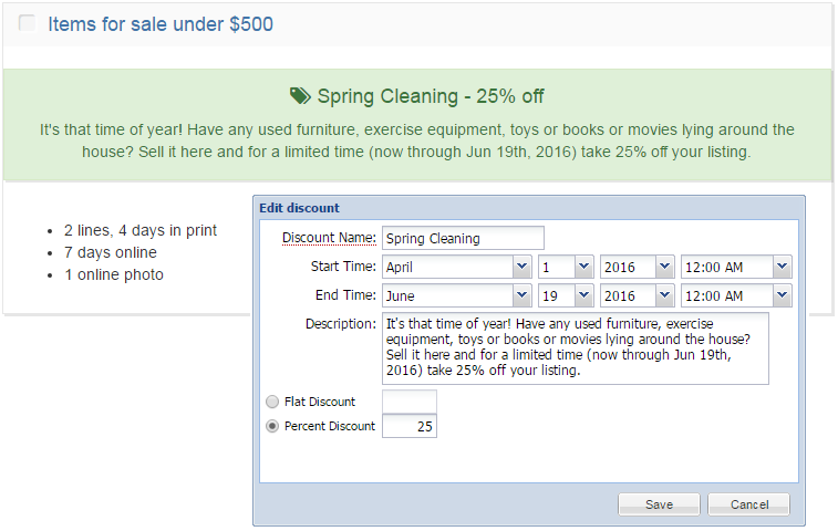 BLOX Ad-Owl discount: Spring cleaning example